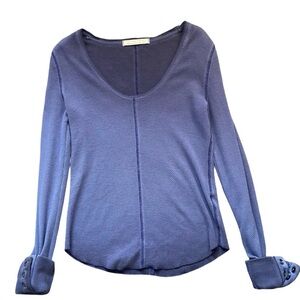 Free People We The Free Periwinkle Purple Blue Thermal Long Sleeve Top L